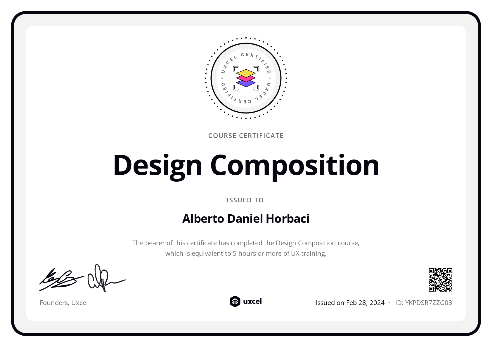 Alberto Daniel Horbaci's certificate